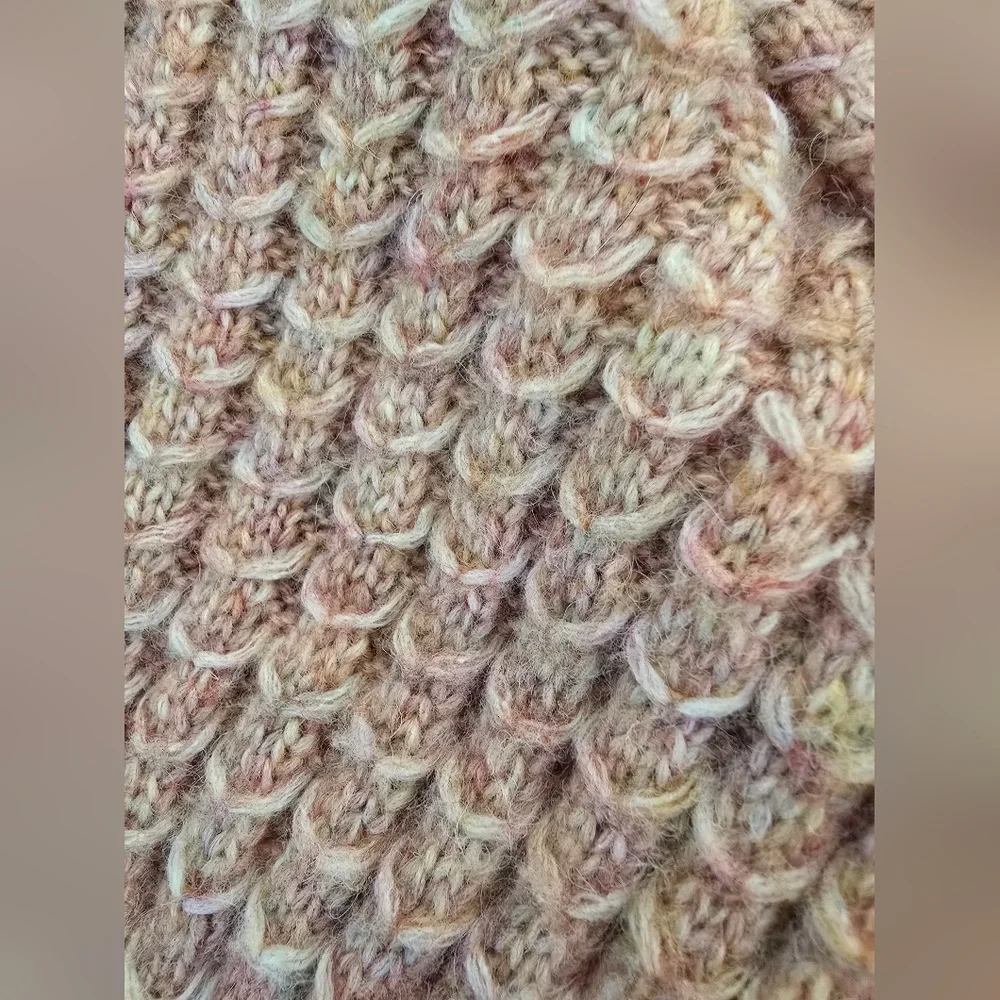 FRYE & CO Puff Sleeve Fancy Knit Boho V Neck Sweater In Apricot NWOT